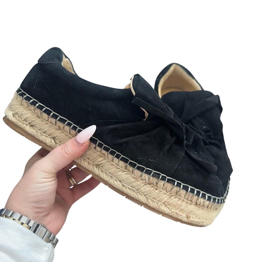 J/Slide Reese Black Suede Ruffle Espadrilles Size 8.5